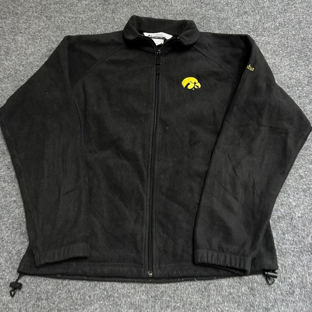 Columbia Fleece Jacket Womens Size M Black Iowa Hawkeyes Full Zip Collegiate Fan